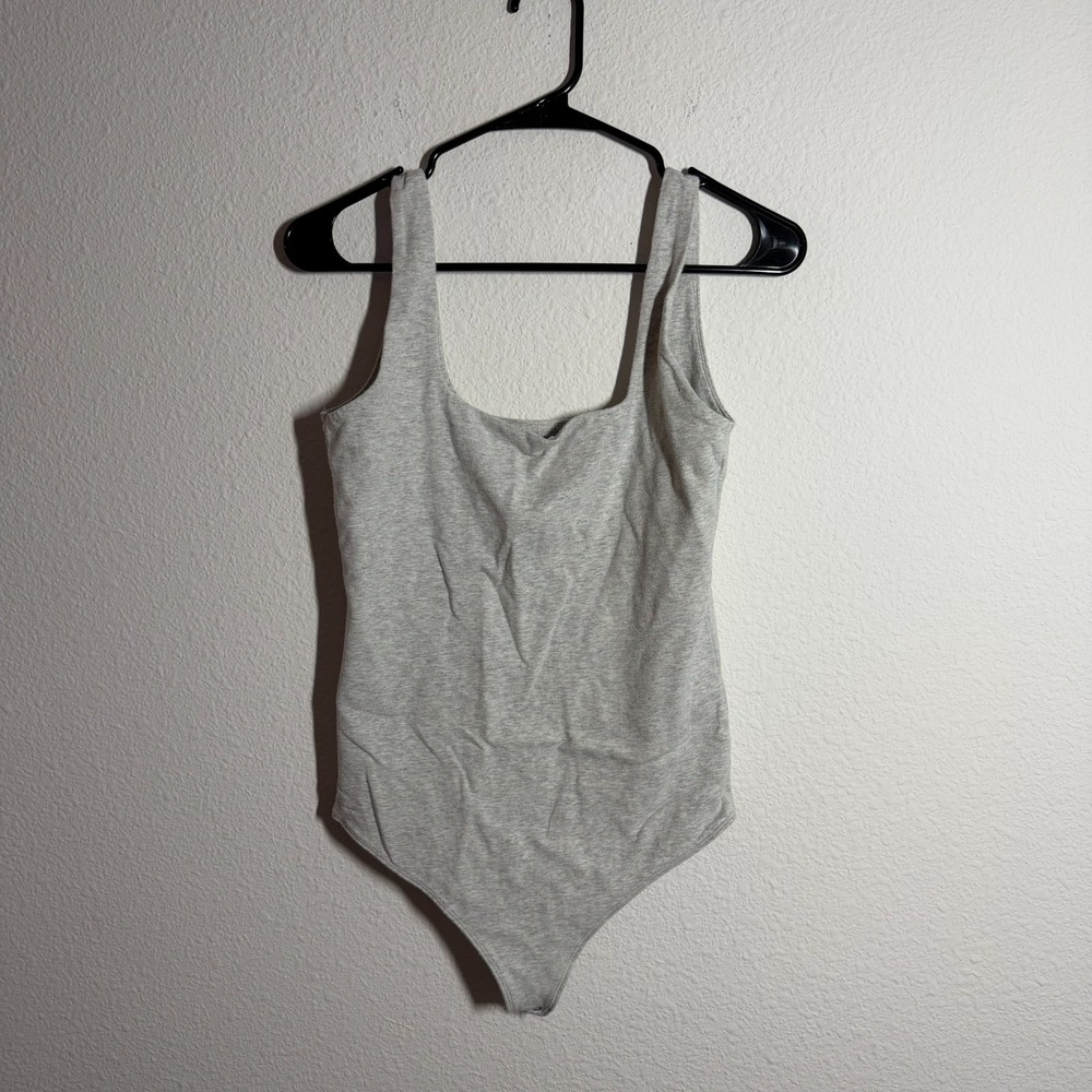 Abercrombie & Fitch Soft Bodysuit Women Large Heather Gray Square Neck One Piece